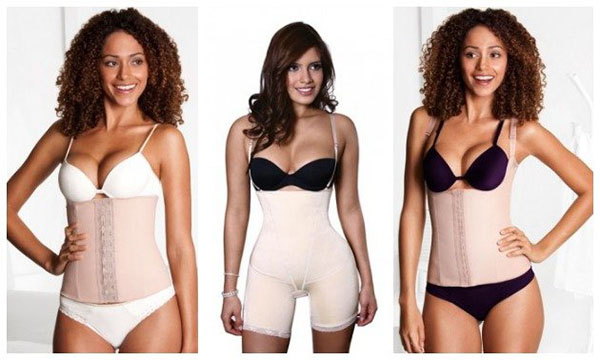 three girls wearing shapewear.